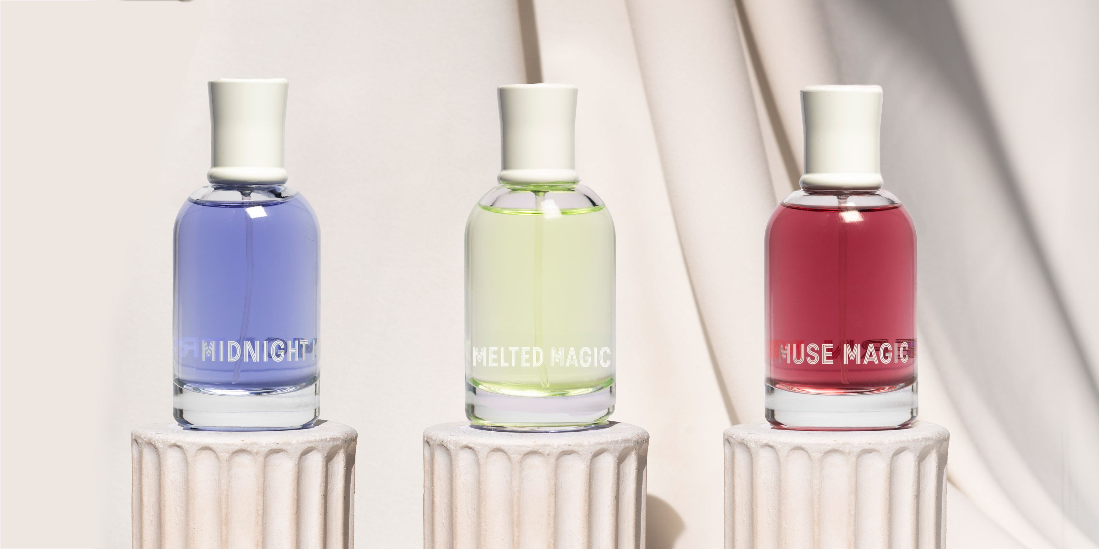Modern Magic Melted Magic Eau de Parfum, Muse Magic Eau de Parfum, and Midnight Magic Eau de Parfum